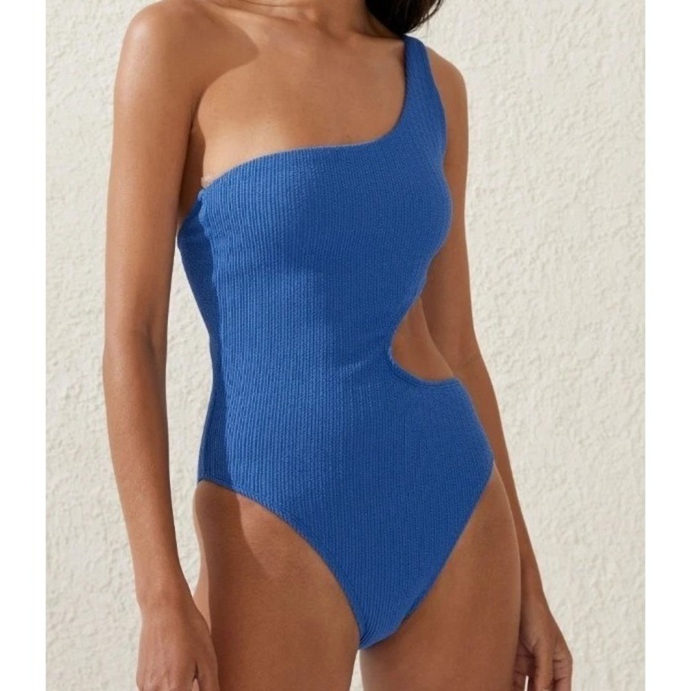 Cotton On Body Swimsuit Womens Size Large One Shoulder Ring Blue One‎ Peice NWT